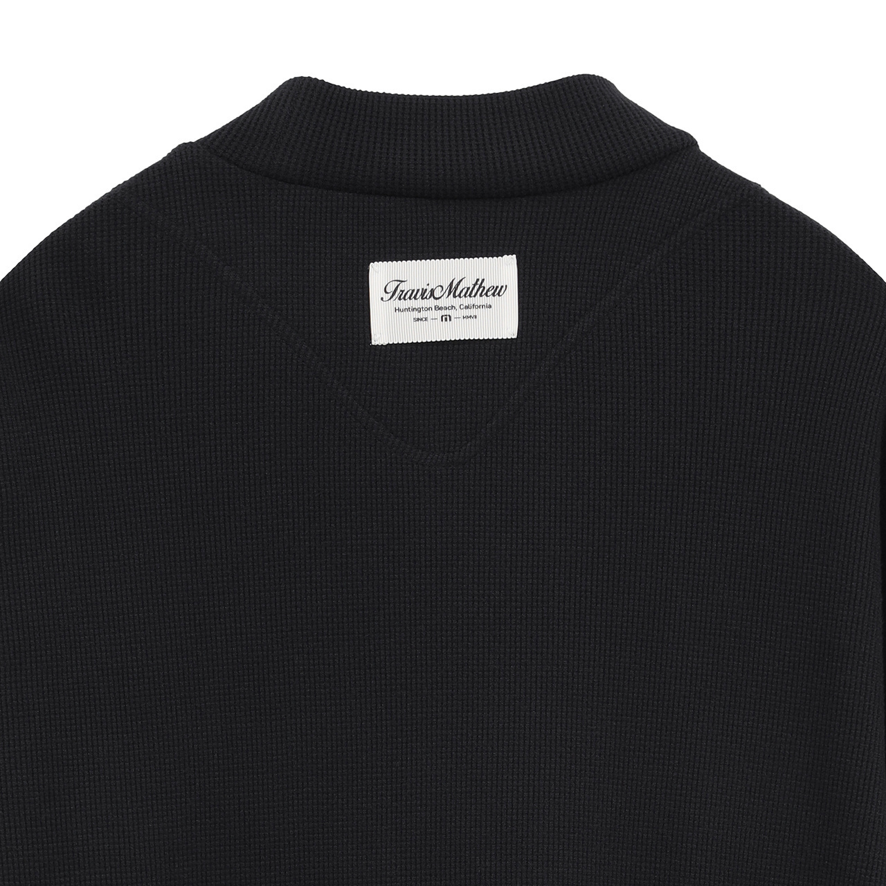 長袖ワッフル胸ポケットセミモックネック(MENS)