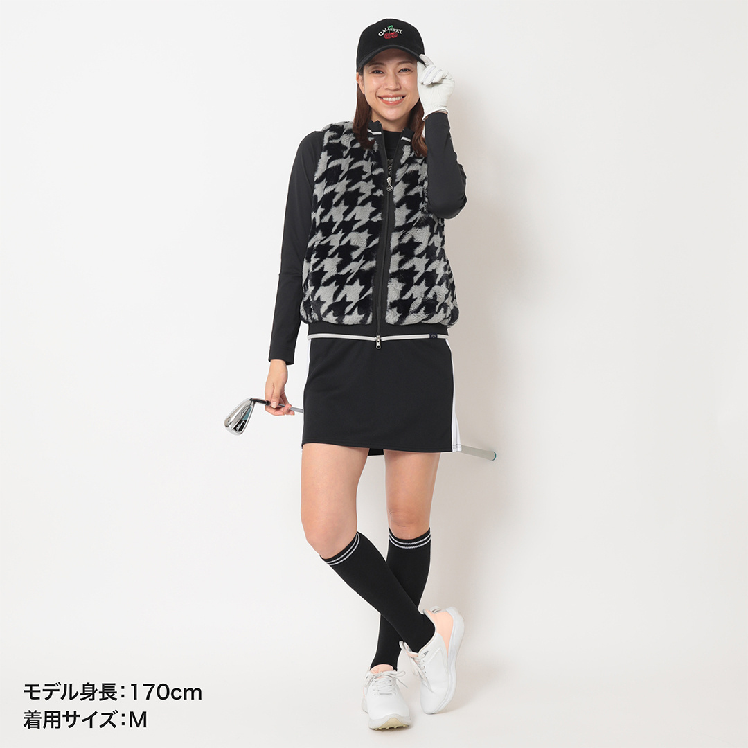 未使用 callaway 2way ブルゾン ベスト 千鳥格子 XL ゴルフ フェザープリントスターストレッチ 2WAYブルゾン (MENS)