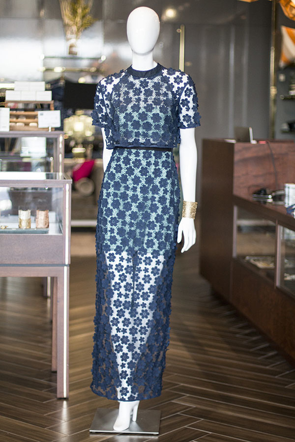 From 20twelve: 60’s lace overlay dress, $561; Gold cuff, $745 From 20twelve: 60’s lace overlay dress, $561; Gold cuff, $745