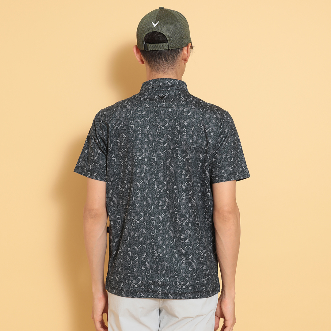 幾何学ロゴプリントカノコシャツ ※4Lサイズあり (MENS)