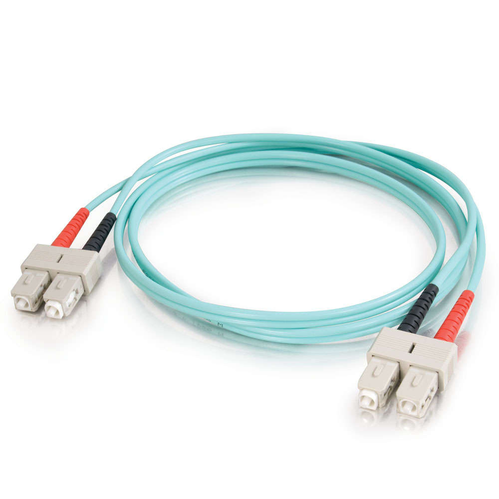SC-SC 10Gb 50/125 OM3 Duplex Multimode Fiber Optic Cable - Low Smoke Zero Halogen LSZH - Aqua