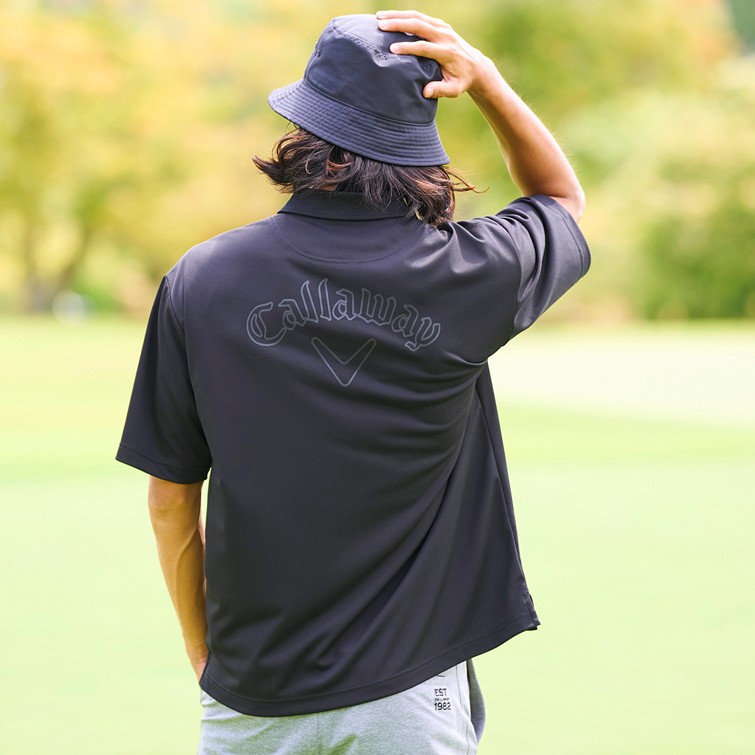 ポリエステルカノコオーバーサイズ半袖ポロシャツ (MENS)