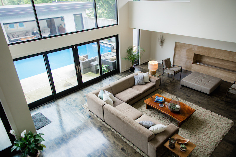 This fireplace is eco-friendly From Fall Away Lot to Dream House