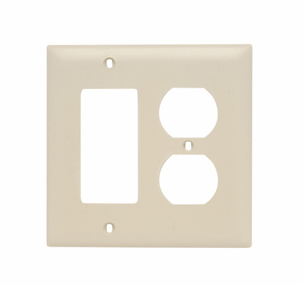 Combination Openings, 1 Duplex Receptacle and 1 Decorator, Two Gang, Ivory