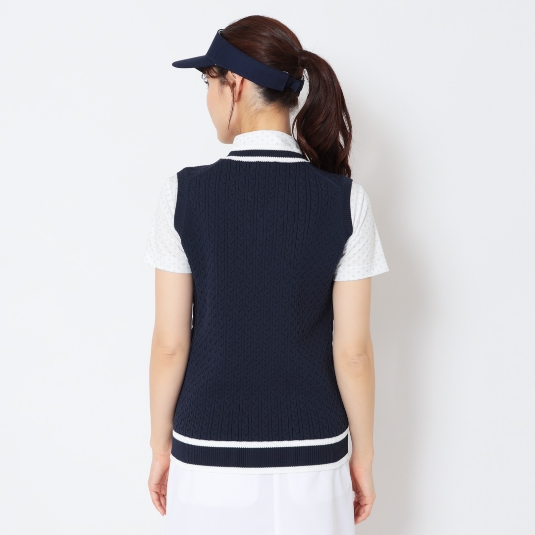 ケーブル編みVネックニットベスト (WOMENS)