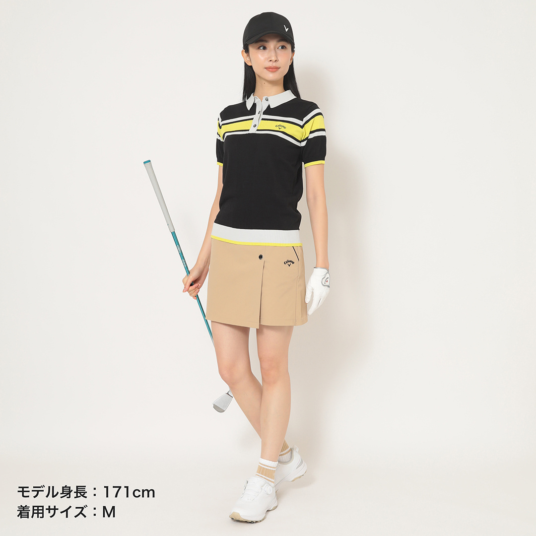 ハイツイストコットン半袖ニットポロ (WOMENS)