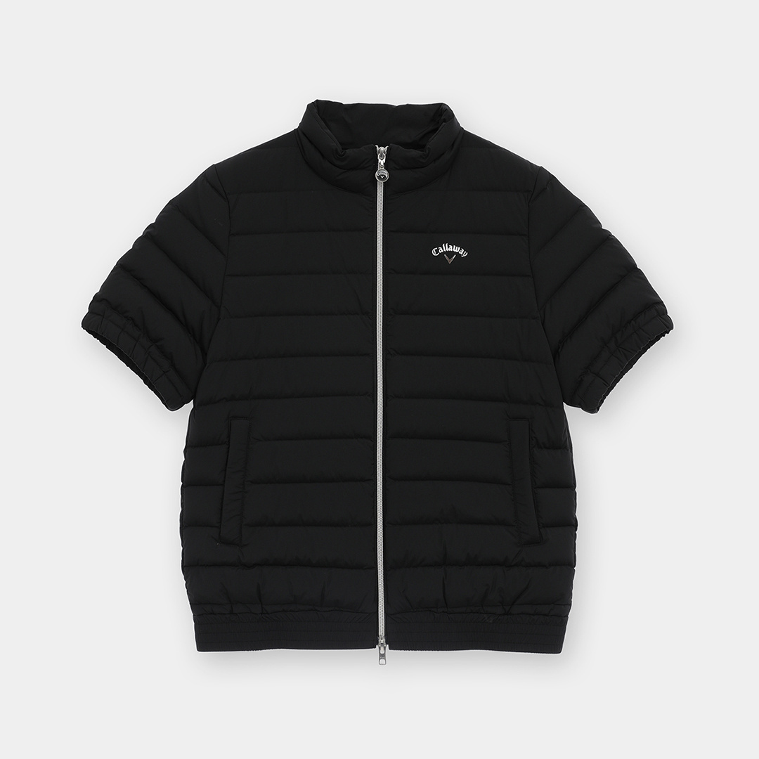 Callaway ブラック 半袖ダウンジャケット 半袖フルジップダウンブルゾン (WOMENS)