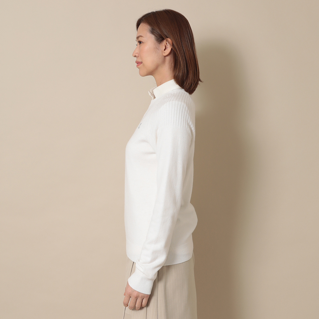 リブ切替クルーネックニット (WOMENS)