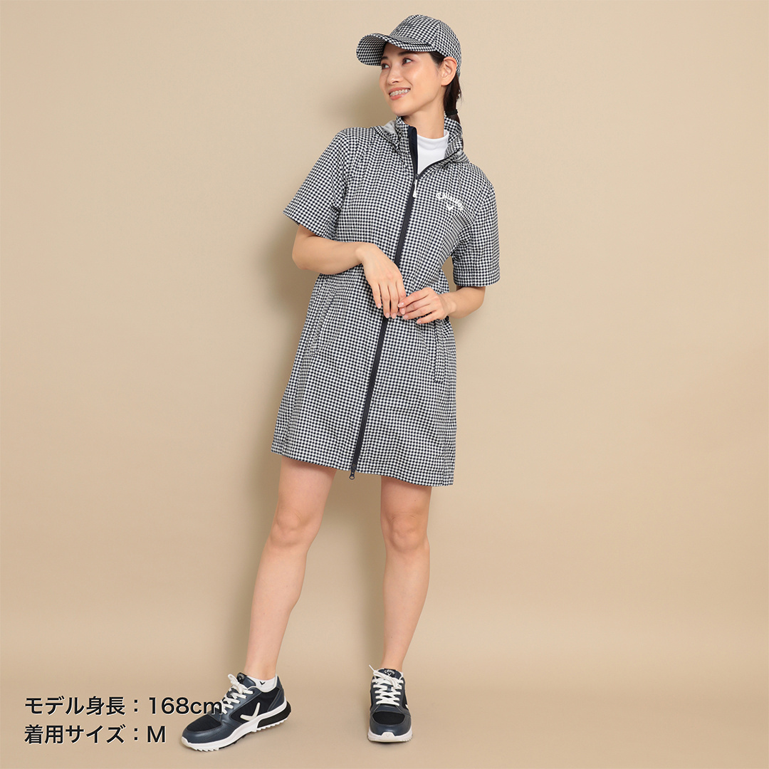 Callaway キャロウェイ レインコート　ワンピース　チェック柄　ゴルフ　緑 Callaway キャロウェイ レディース ゴルフウェア レインウェア