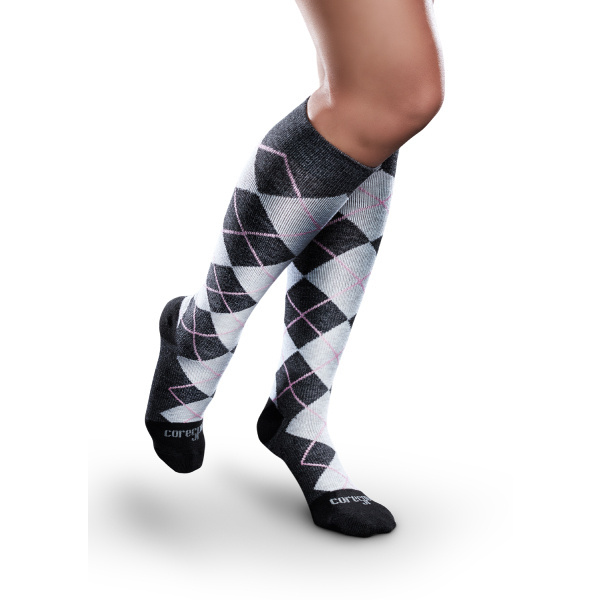CoreSpun Compression Socks, Pink Argyle (15-20mmHg) - Large, 1/pair (KR12782LRG) photo