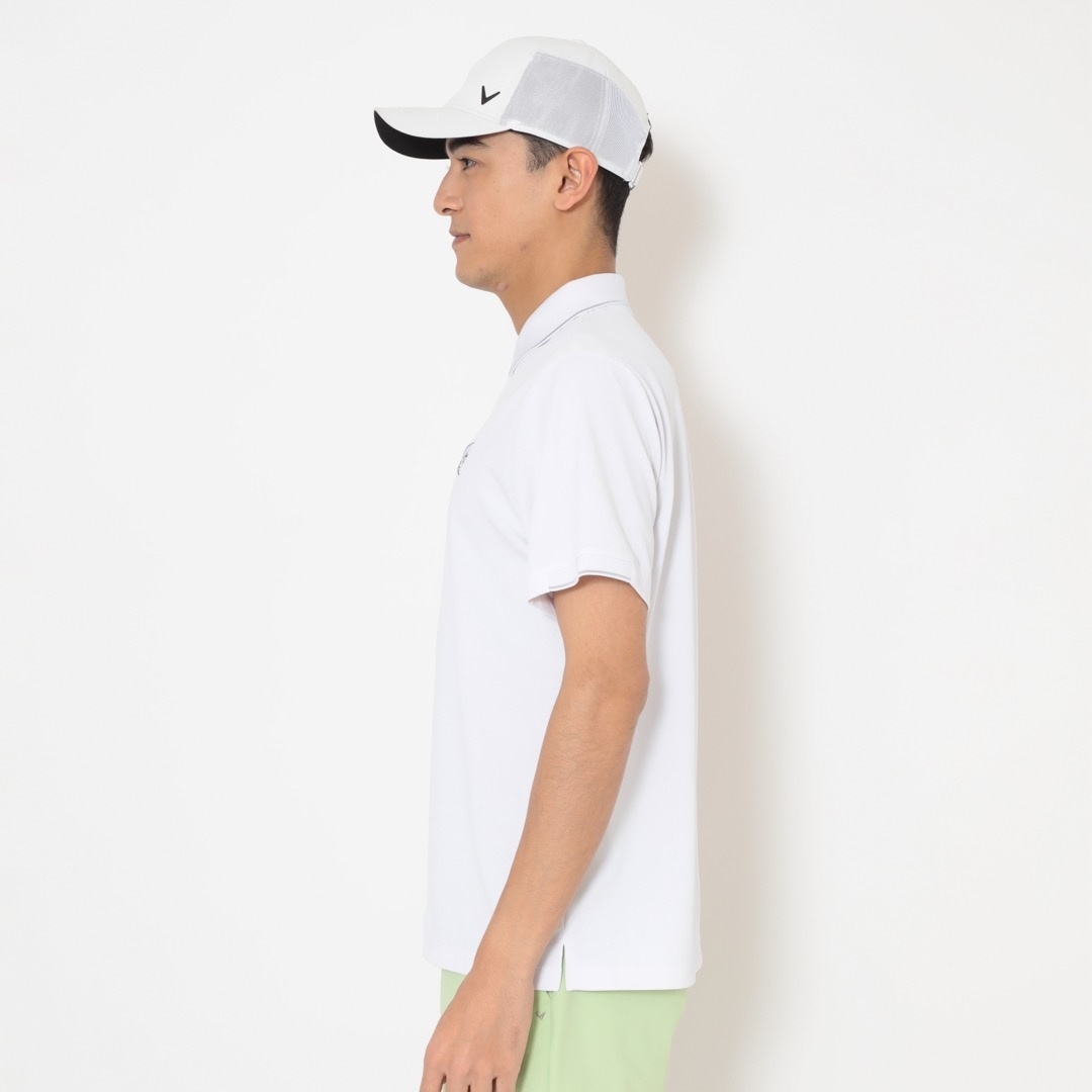CPG GOLF ホワイト半袖ポロシャツLL 3℃裏クールボール刺繍半袖ポロシャツ ※4Lサイズあり (MENS)