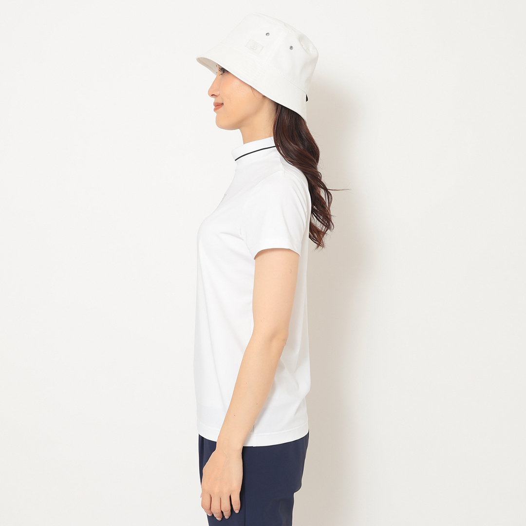 ポリエステルスムース半袖モックネックシャツ (WOMENS)