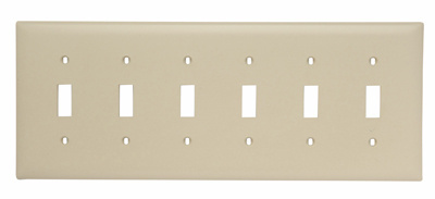 Toggle Switch Openings, Six Gang, Ivory