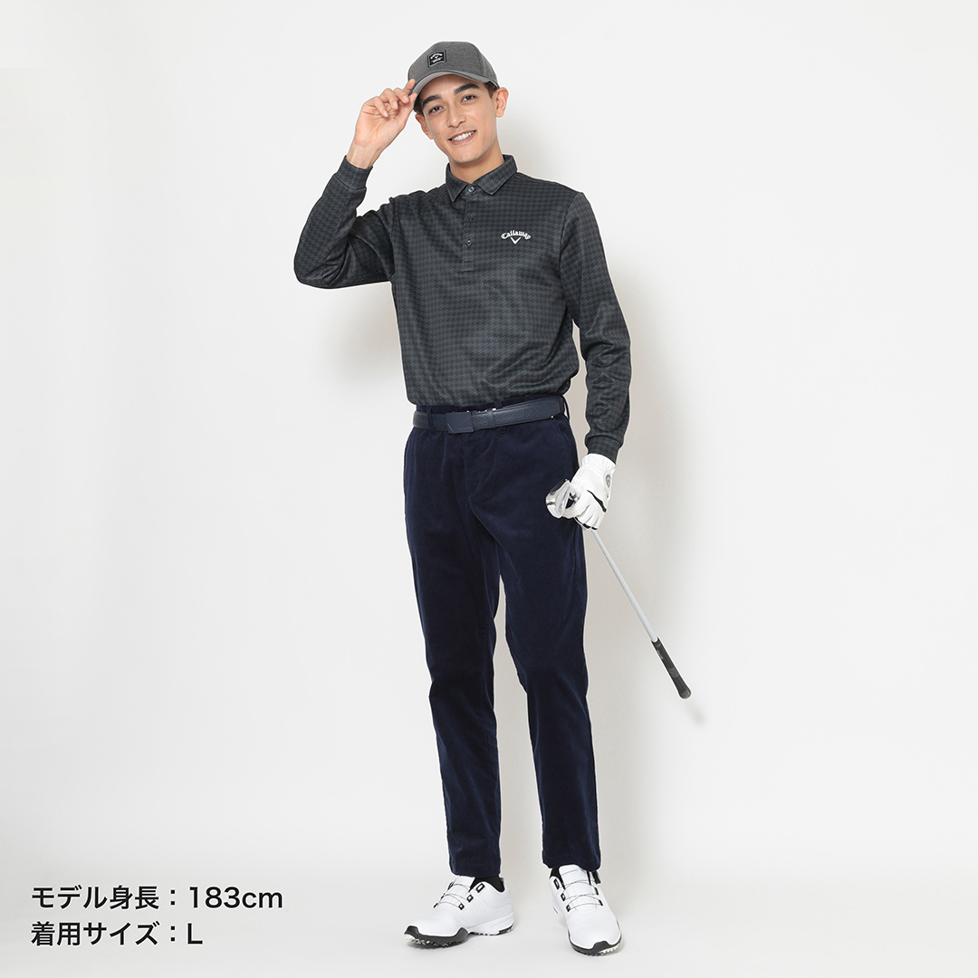 裏起毛千鳥プリント長袖シャツ ※4Lサイズあり (MENS)