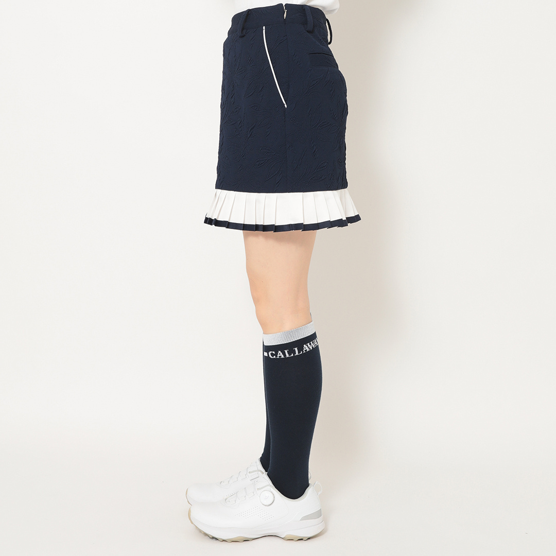 フラワージャカード裾プリーツスカート (WOMENS)