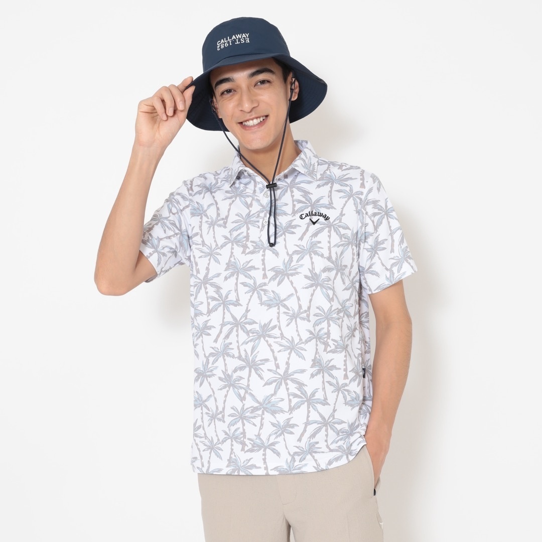 3℃裏クールヤシの木総柄半袖シャツ ※4Lサイズあり (MENS)