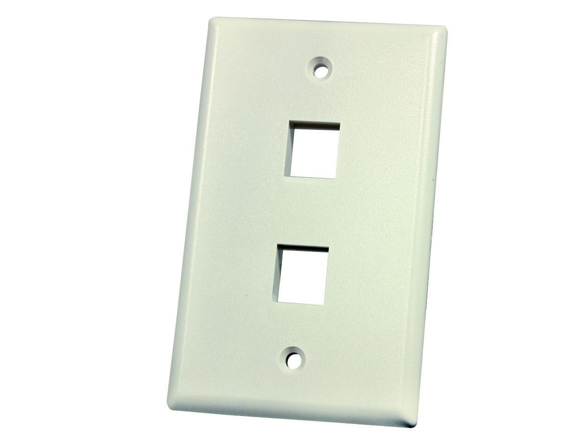 SINGLE GANG PLASTIC RESI FACEPLATE, TWO KEYSTONE JACK OR MODULE