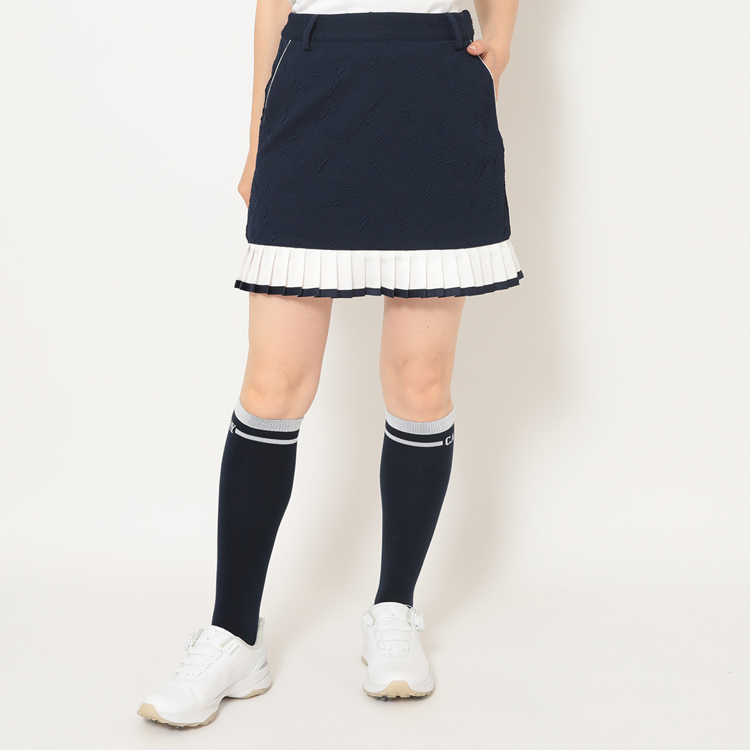 フラワージャカード裾プリーツスカート (WOMENS)