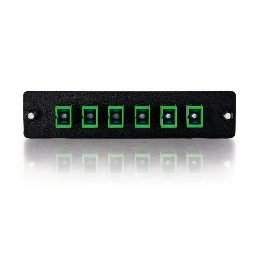 6-Strand, SC, Zirconia Insert, Single-Mode, APC, Green Adapter Panel