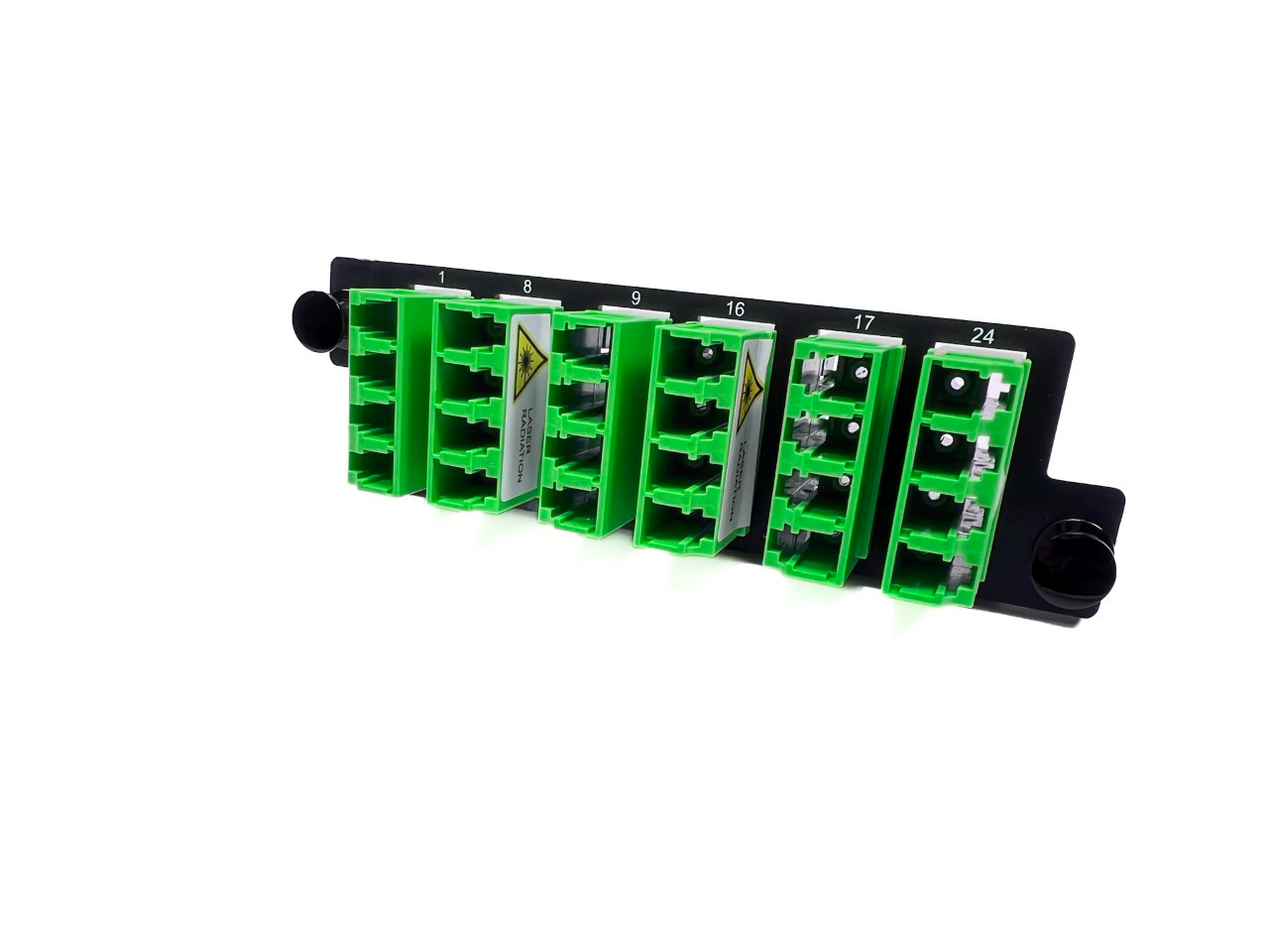 Green Infinium HDFP Adapter Panel with 24 adapter ports, single mode APC