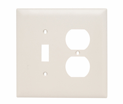 Combination Openings, 1 Toggle Switch and 1 Duplex Receptacle, Two Gang, Light Almond
