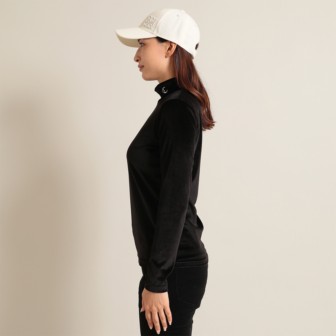 ヒールクリーク　ベロア　ワンピース　サイズ40 ブラック　モックネック　長袖 ヒールクリーク ベロア ワンピース サイズ40 ブラック モック