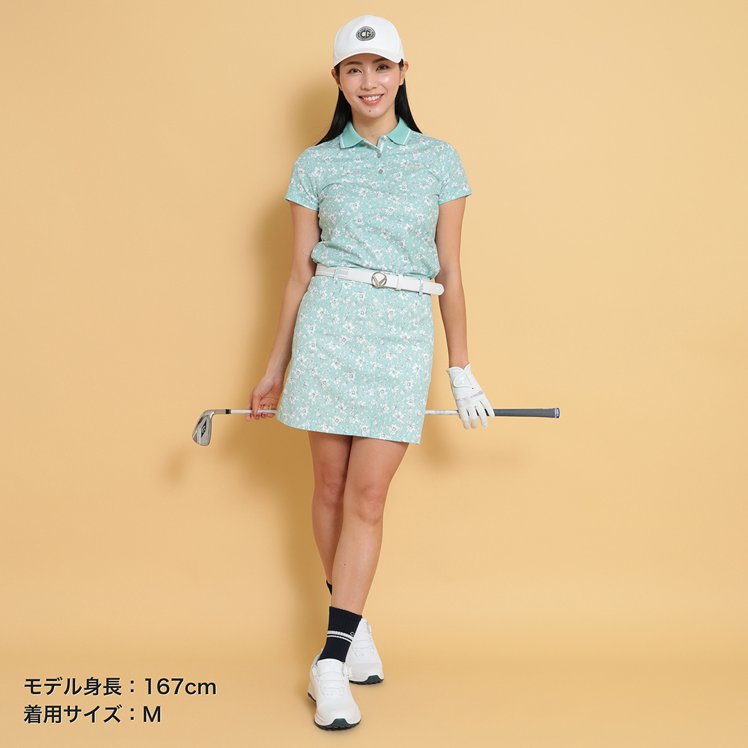 フラワープリント半袖ポロシャツ (WOMENS)