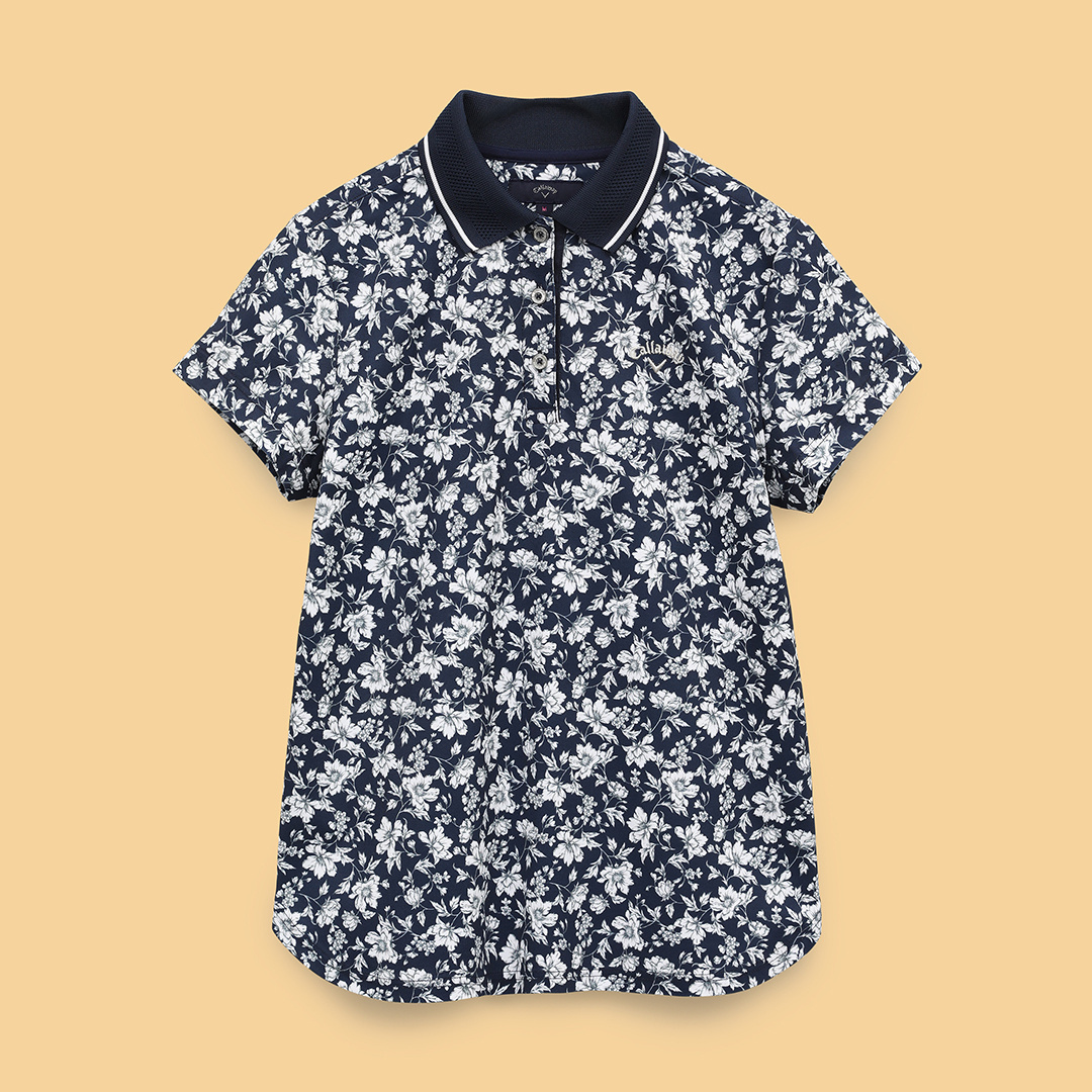 フラワープリント半袖ポロシャツ (WOMENS)