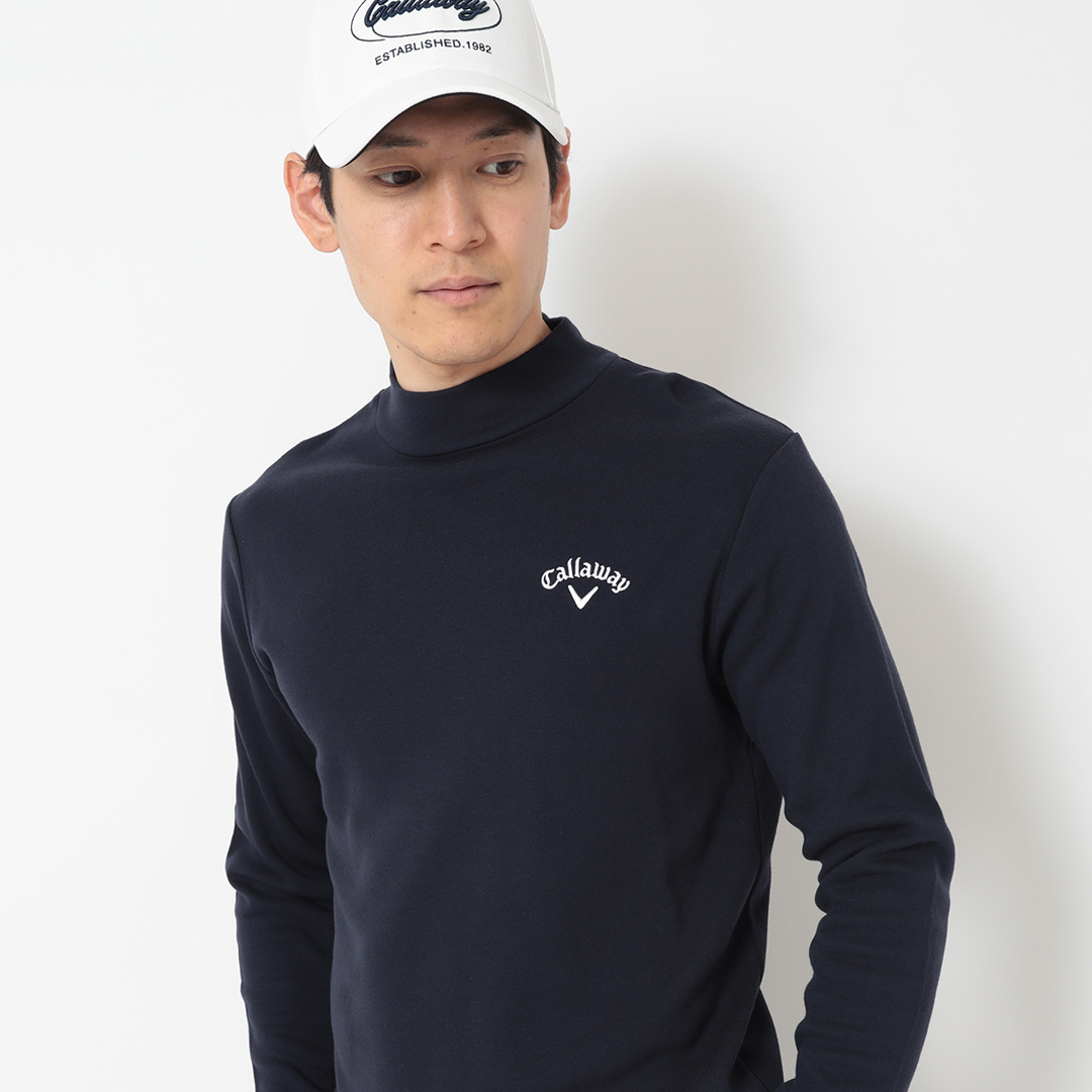 吸湿発熱裏起毛スムース長袖モックネック ※4Lサイズあり (MENS)