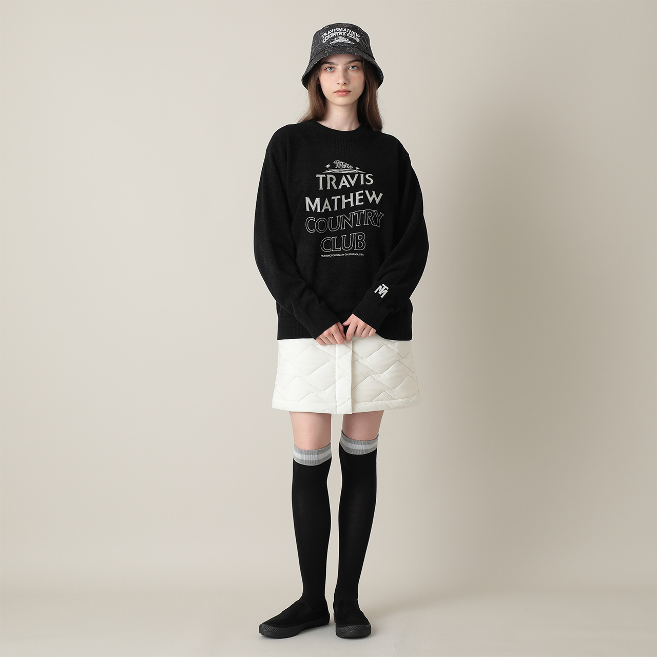 FR2GOLF ブラック クルーネックセーター モコモコ素材 クルーネック セーター(UNISEX)