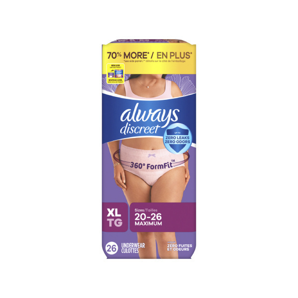 Always Discreet Maximum Underwear, X-Large - 26/bag (AWSUXT Health & Beauty Health Care Incontinence Aids) photo