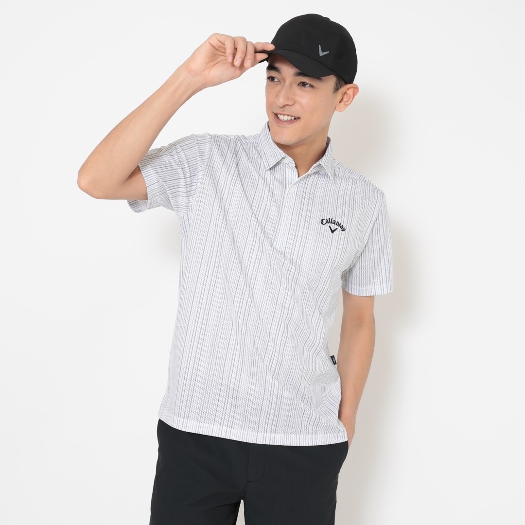 かざあなメッシュストライプ総柄半袖シャツ ※4Lサイズあり (MENS)