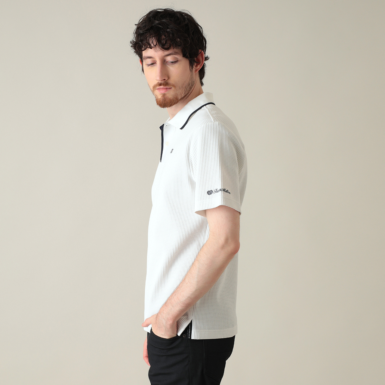 半袖ワッフルポロ(MENS)
