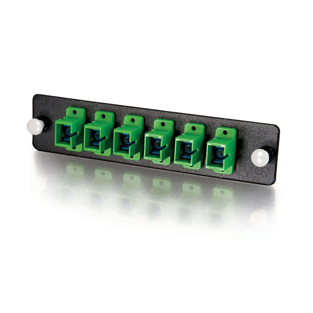 6-Strand, SC, Zirconia Insert, Single-Mode, APC, Green Adapter Panel