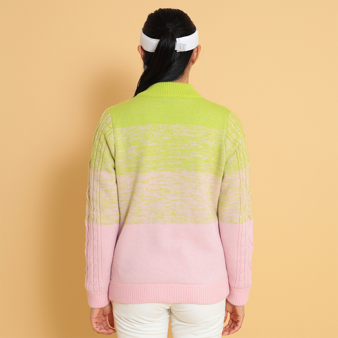 裏地付ラメ入りフルジップニット (WOMENS)