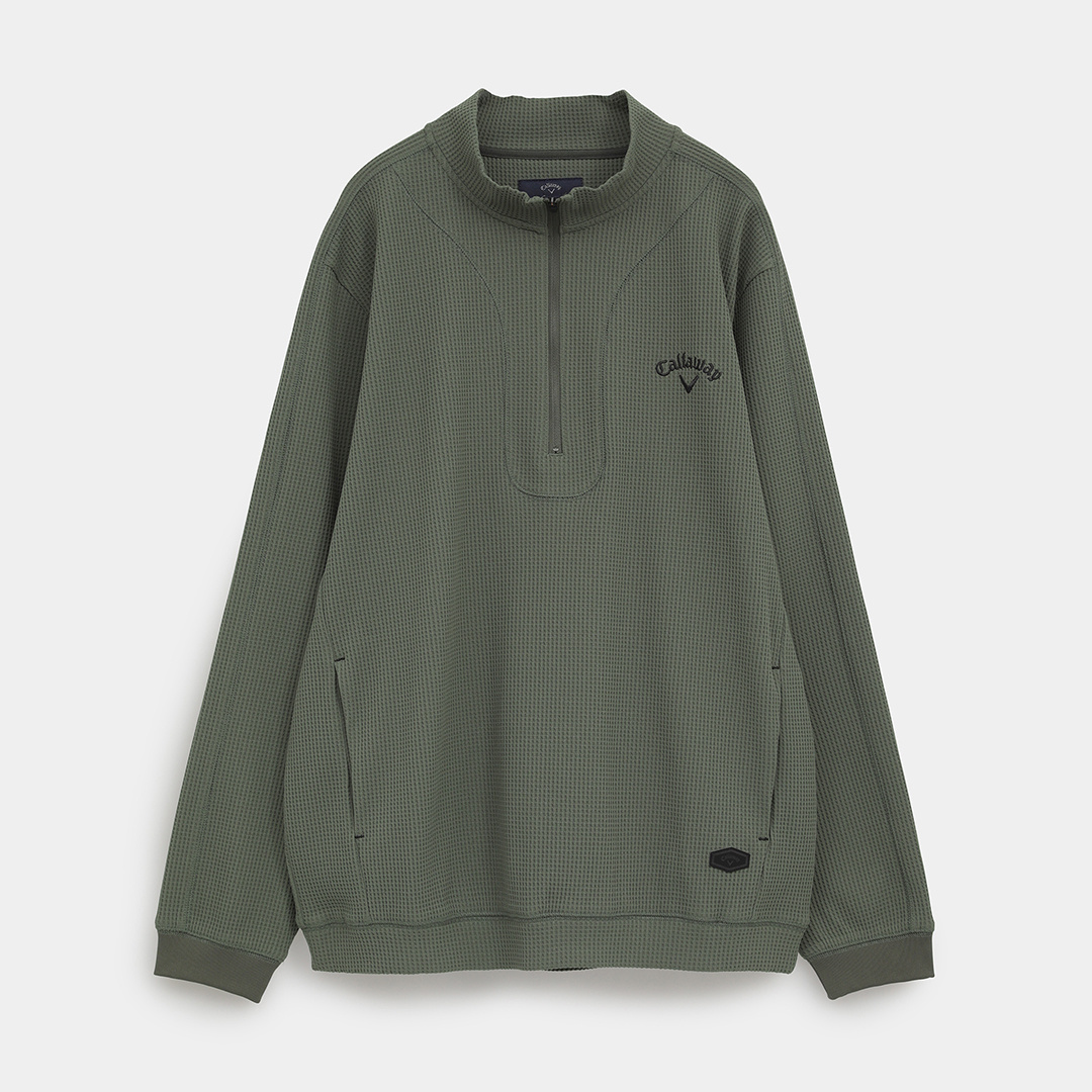 わっぷる ワッフルハーフジップモックネックシャツ (MENS)