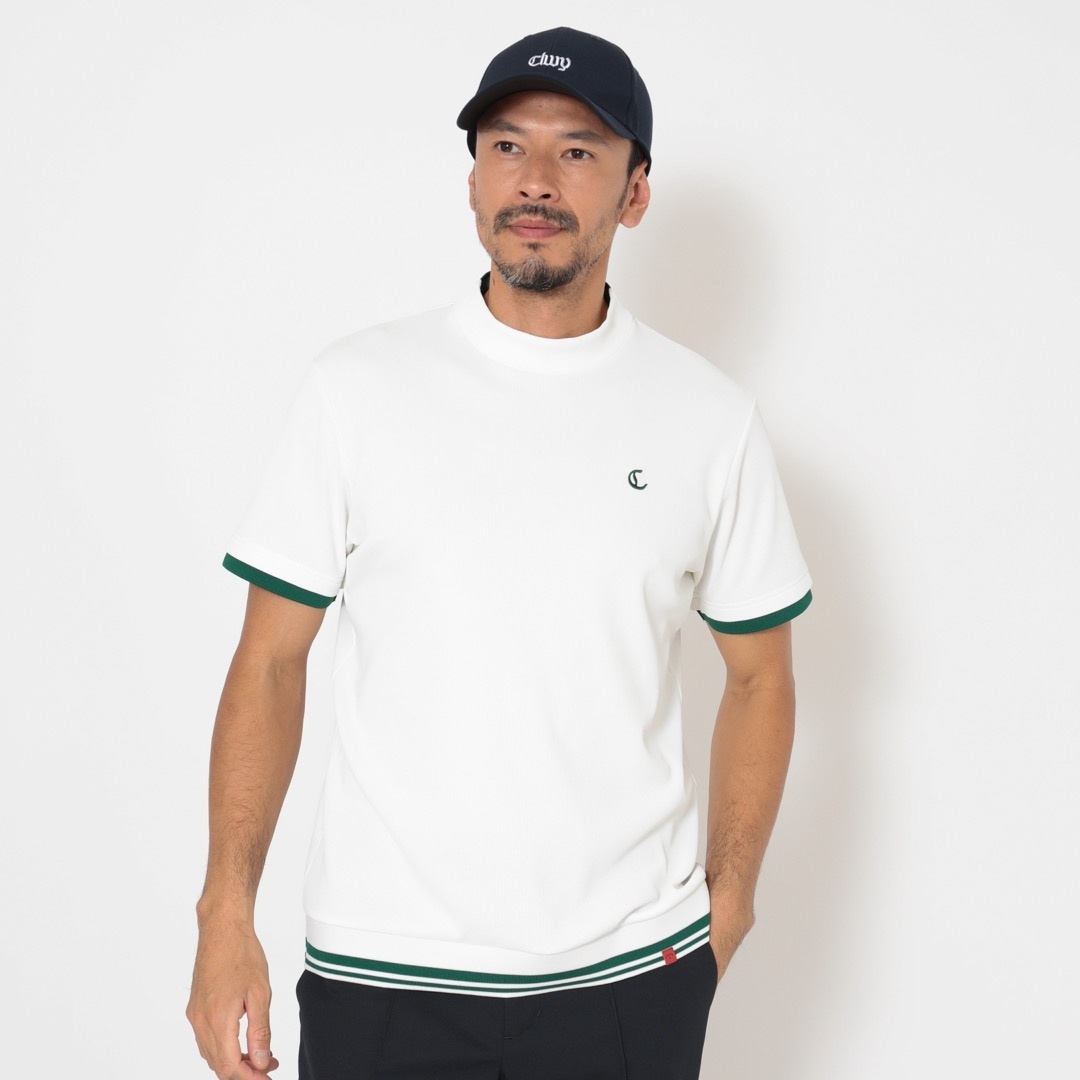 ハイストレッチミニワッフルモックネックシャツ (MENS)