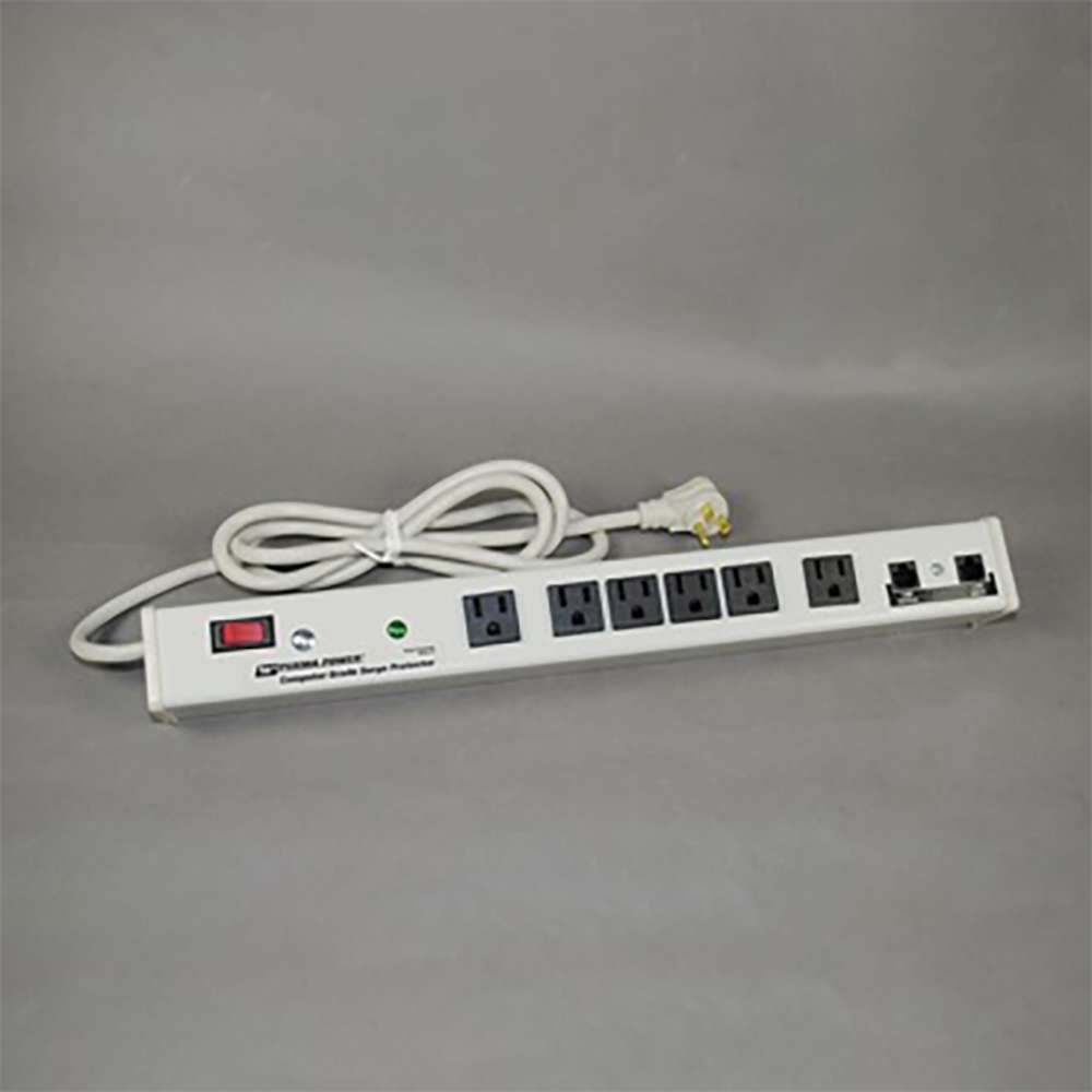 Wiremold 6-Outlet Plug-In Center Unit 120v/15a Network Protector Lighted Switch Computer Grade Surge Protector - White (TAA)