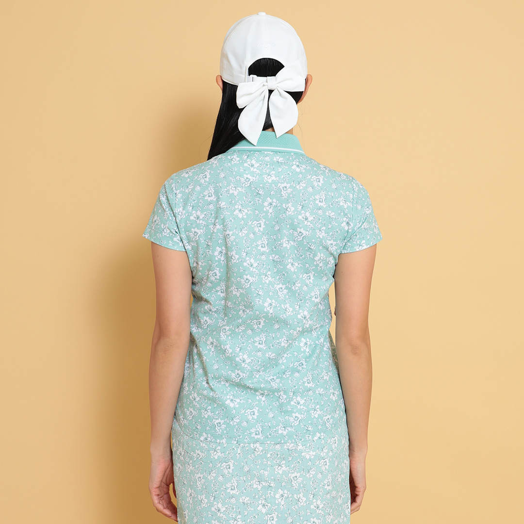 フラワープリント半袖ポロシャツ (WOMENS)