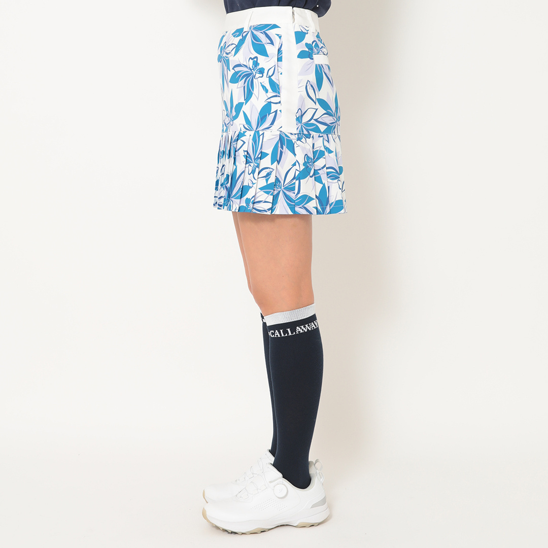 フラワープリント裾プリーツスカート (WOMENS)