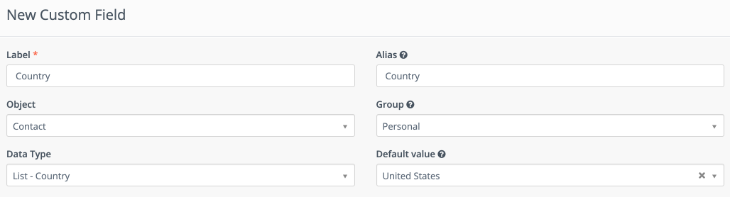 New custom field settings