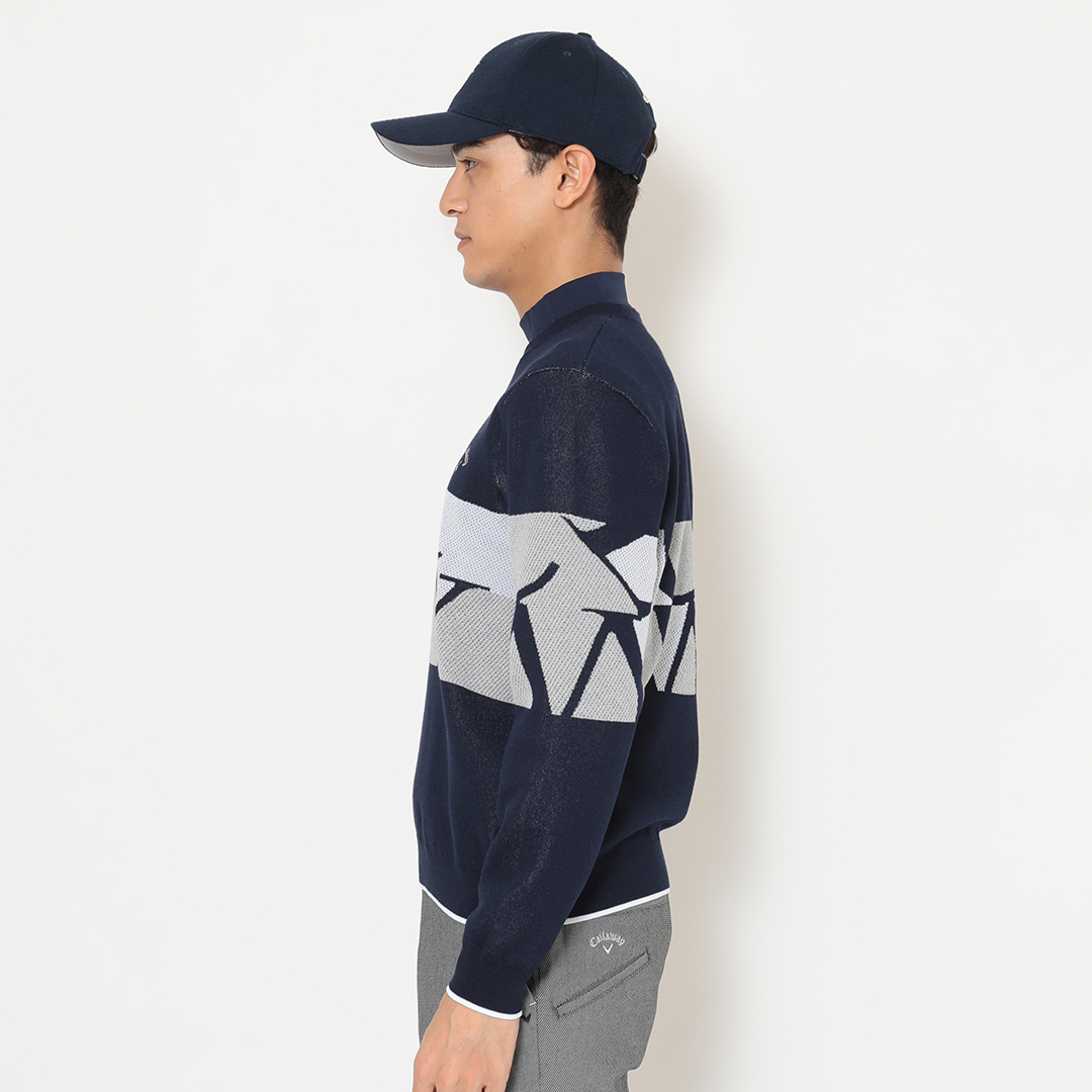 キャロウェイ メタリックロゴ クルーネック ニット セーター ロゴジャカードクルーネックニット (MENS)