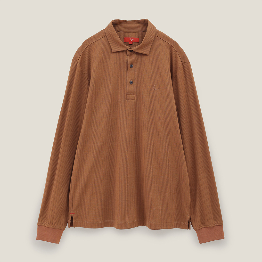 ランダム針抜きストライプ長袖シャツ (MENS)