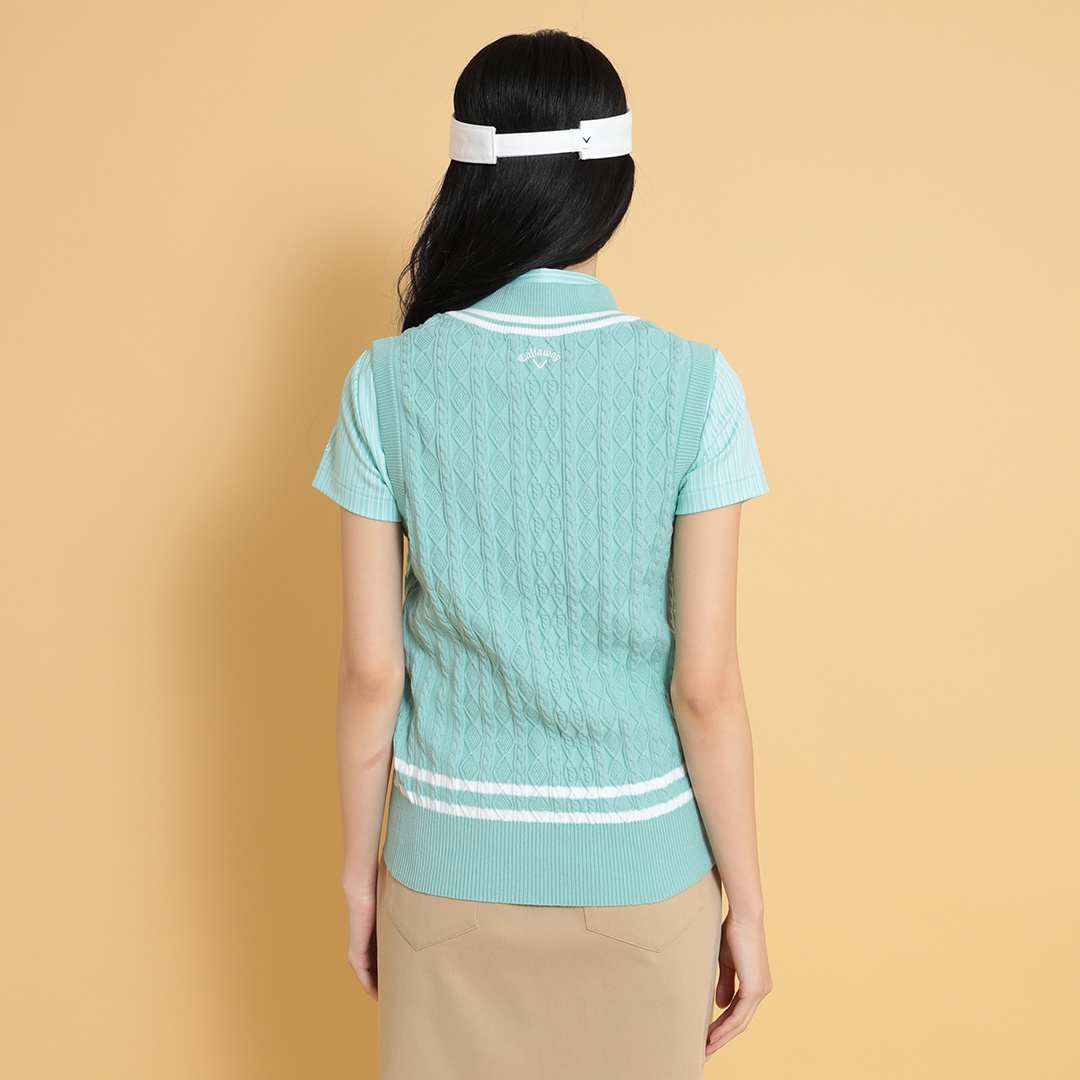 Vネックケーブルニットベスト (WOMENS)
