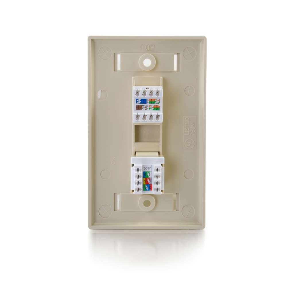 Cat5E RJ45 with Cat3 RJ12 Configured Single Gang Wall Plate
