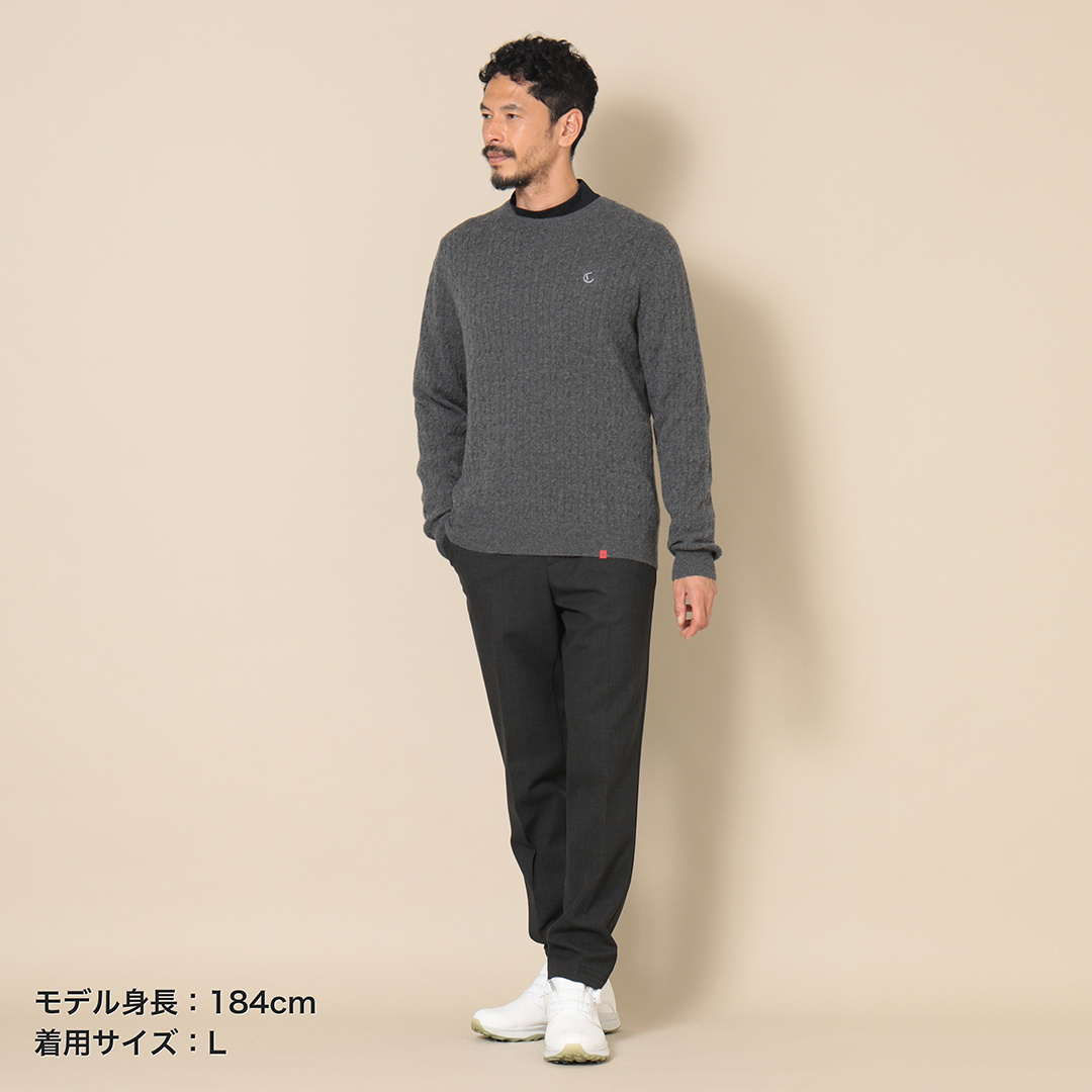 カシミヤケーブル クルーネックニット (MENS)