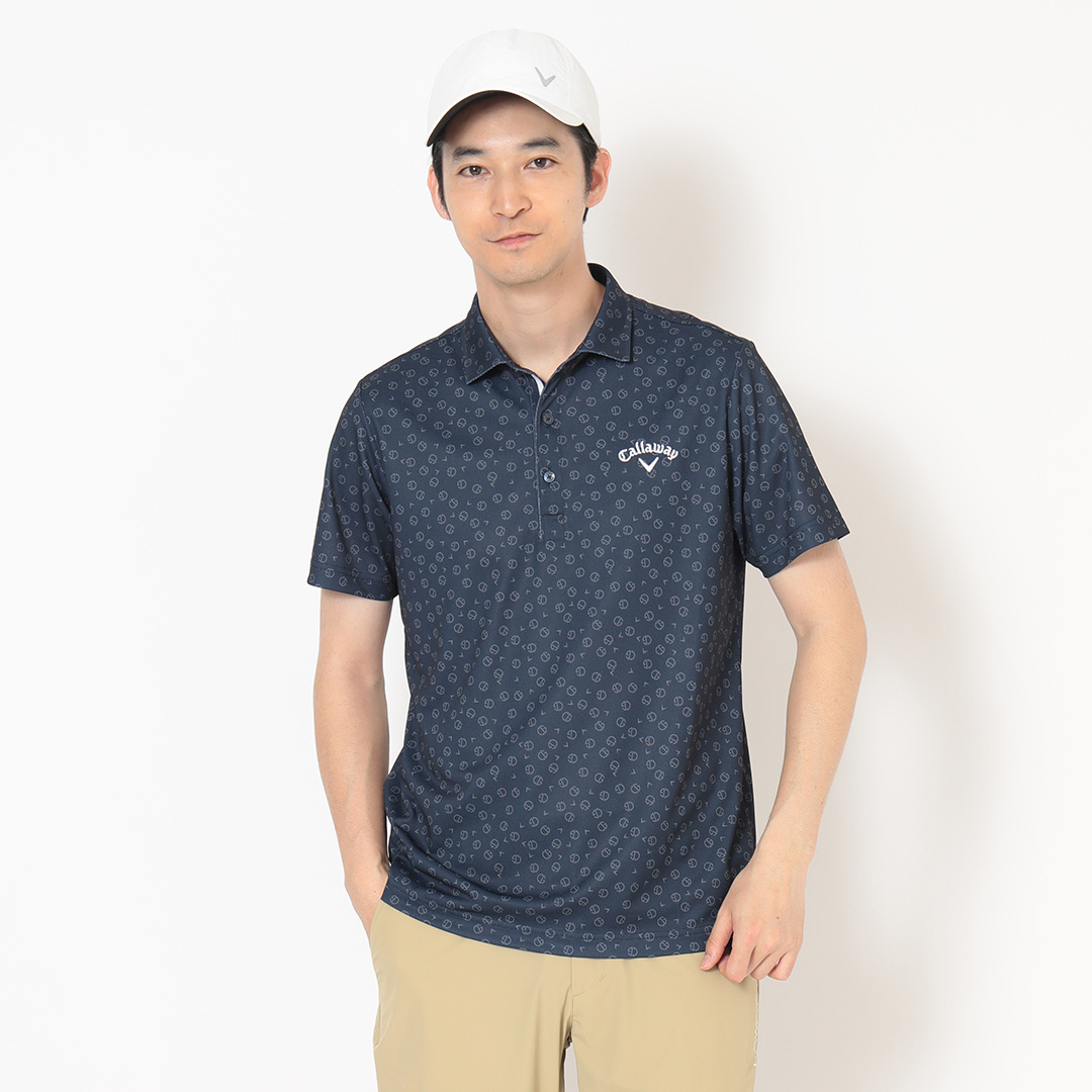 ハニカムメッシュ花柄半袖シャツ (MENS)