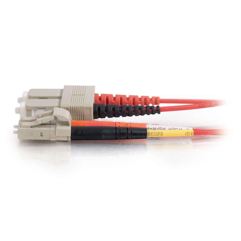 LC-SC 62.5/125 OM1 Duplex Multimode Fiber Optic Cable - Plenum CMP-Rated - Red