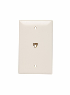 1-Gang Pre-configured Wall Plate with One RJ11 Telephone Jack, Light Almond