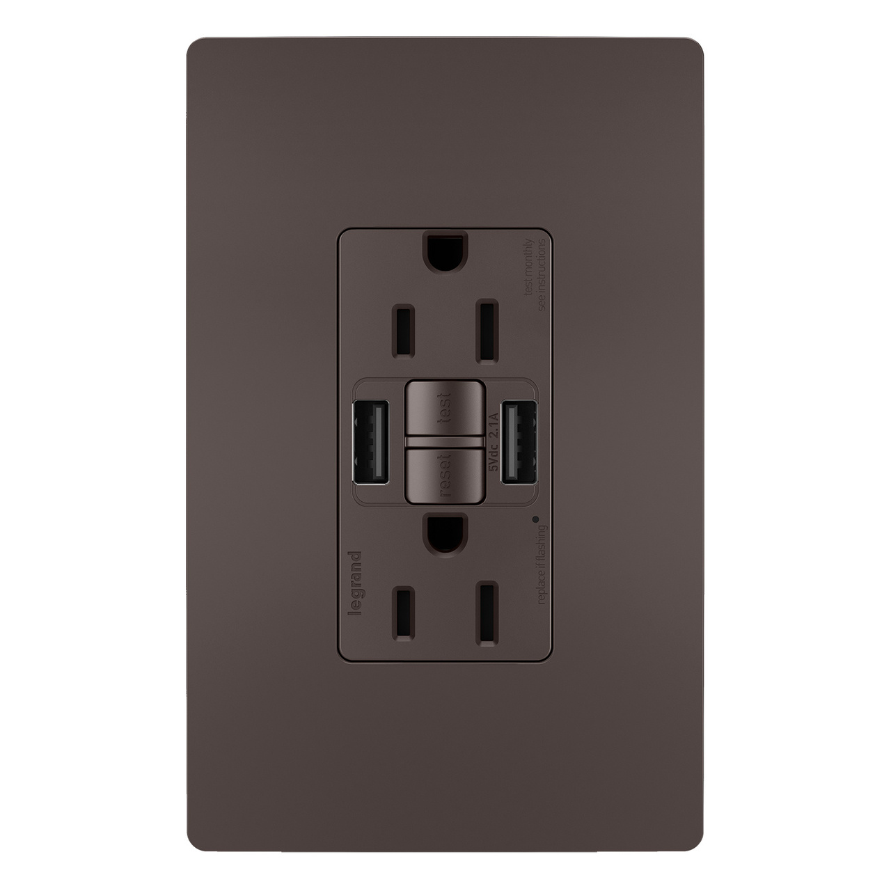radiant Collection GFCI USB outlet in brown